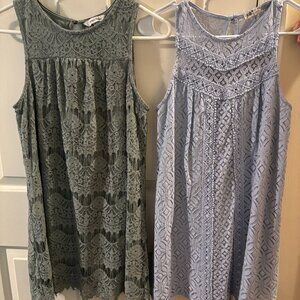 Lot of 2 Jolt and Speechless Sleeveless Green/Blue Dresses ~ Juniors Small
